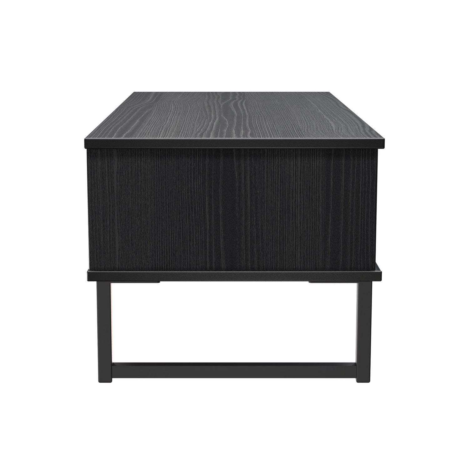 Fluted Coffee Table Black 1 Shelf 1 Drawer 92cm