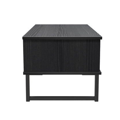Fluted Coffee Table Black 1 Shelf 1 Drawer 92cm