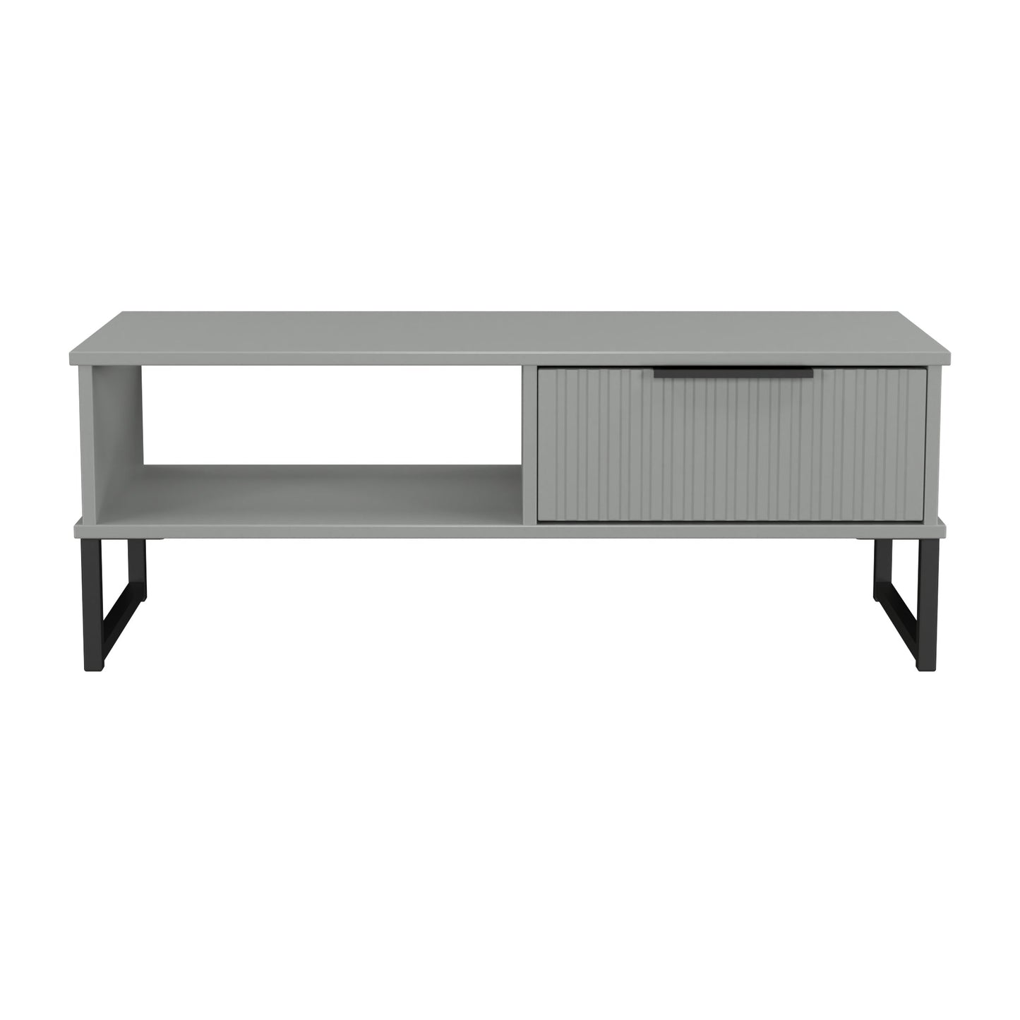 Fluted Coffee Table Grey 1 Shelf 1 Drawer 92cm