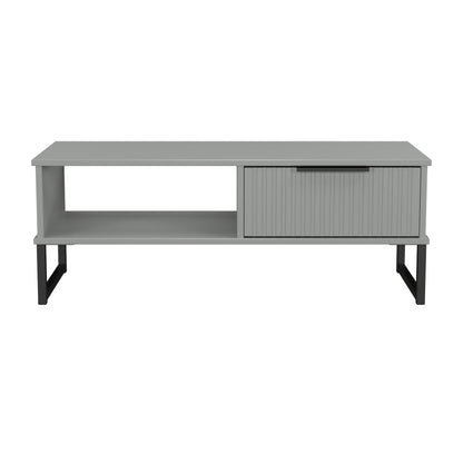 Fluted Coffee Table Grey 1 Shelf 1 Drawer 92cm