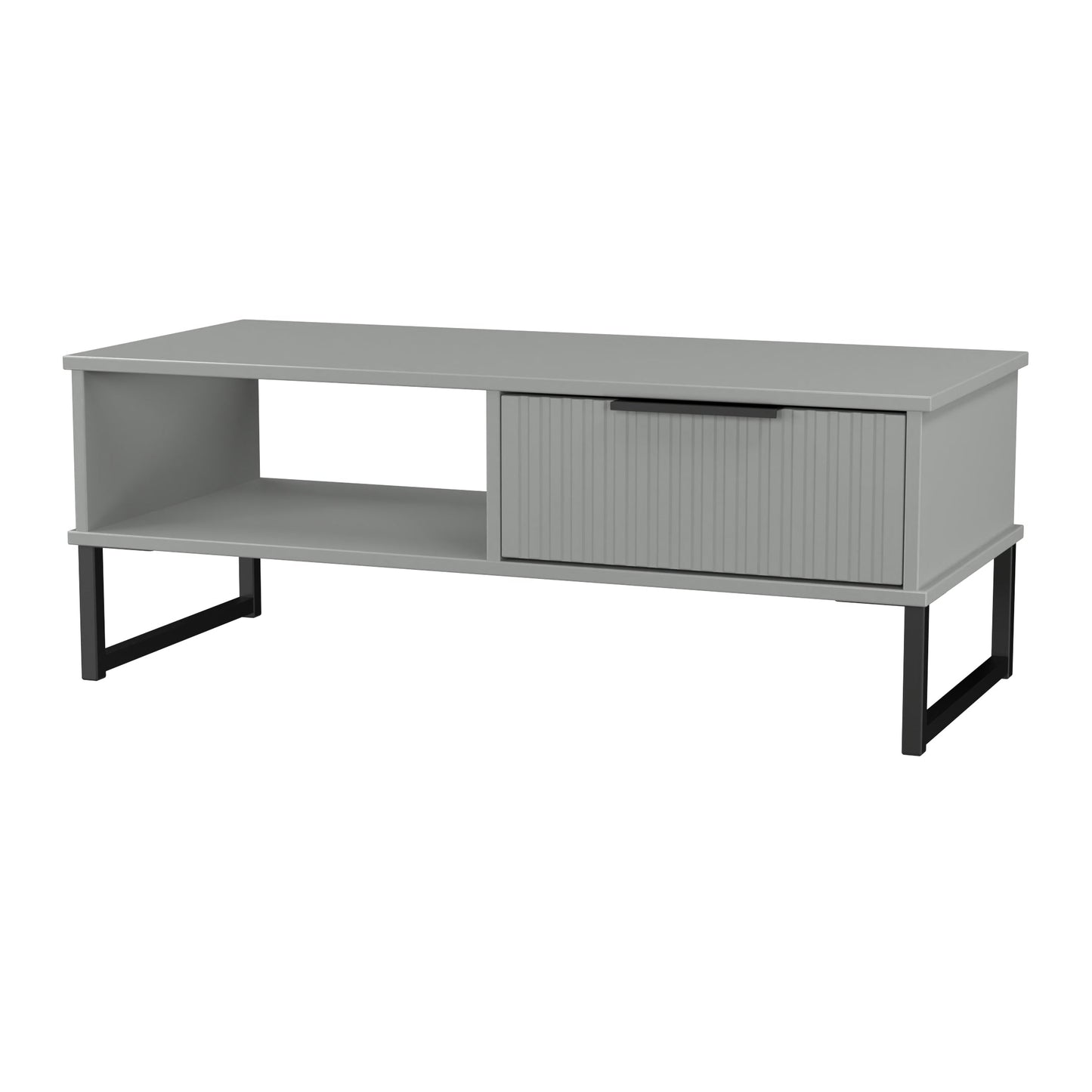 Fluted Coffee Table Grey 1 Shelf 1 Drawer 92cm