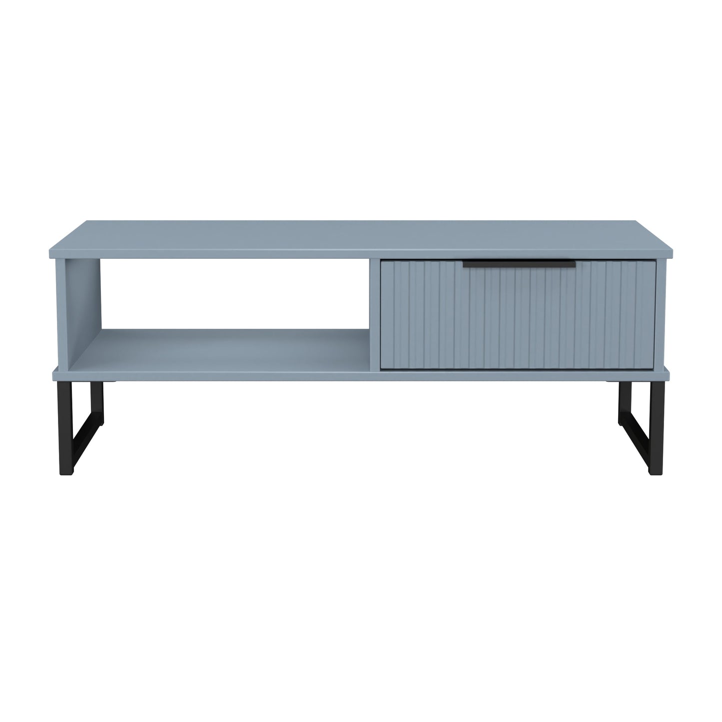 Fluted Coffee Table Light Blue 1 Shelf 1 Drawer 92cm