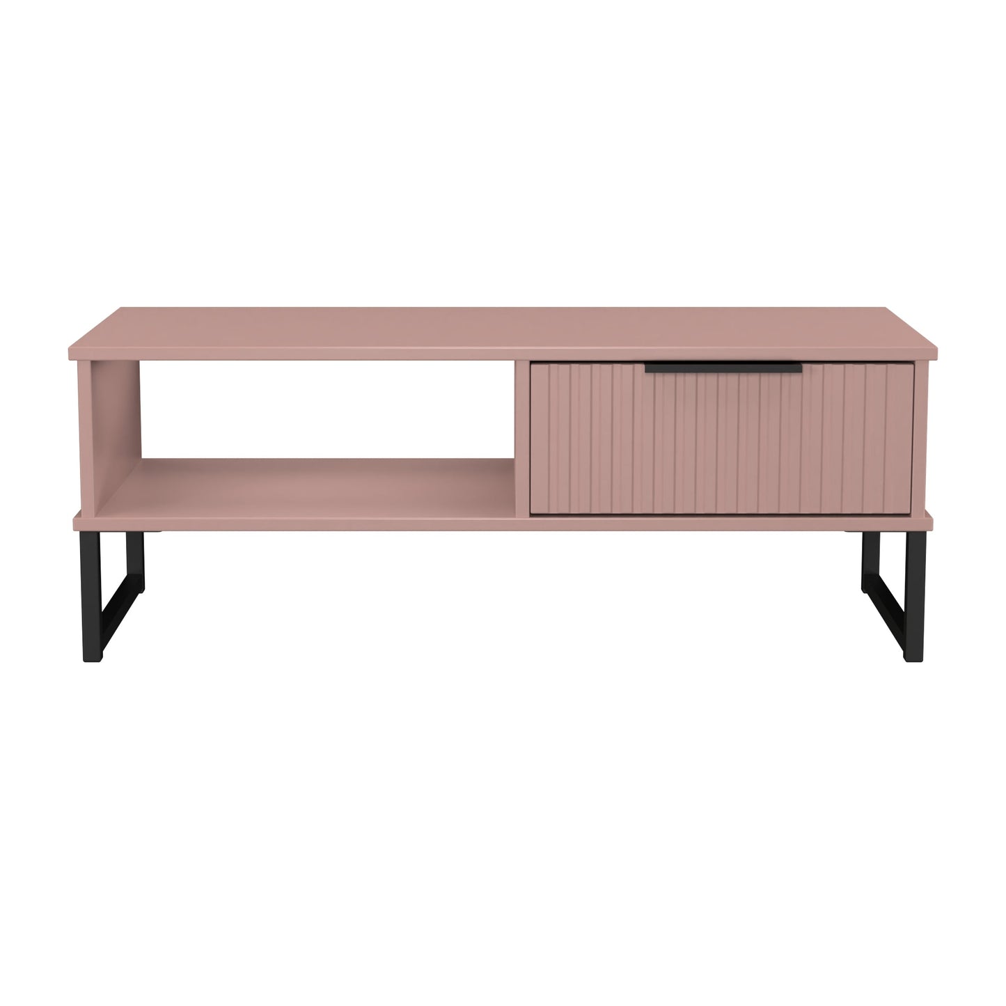 Fluted Coffee Table Pink 1 Shelf 1 Drawer 92cm