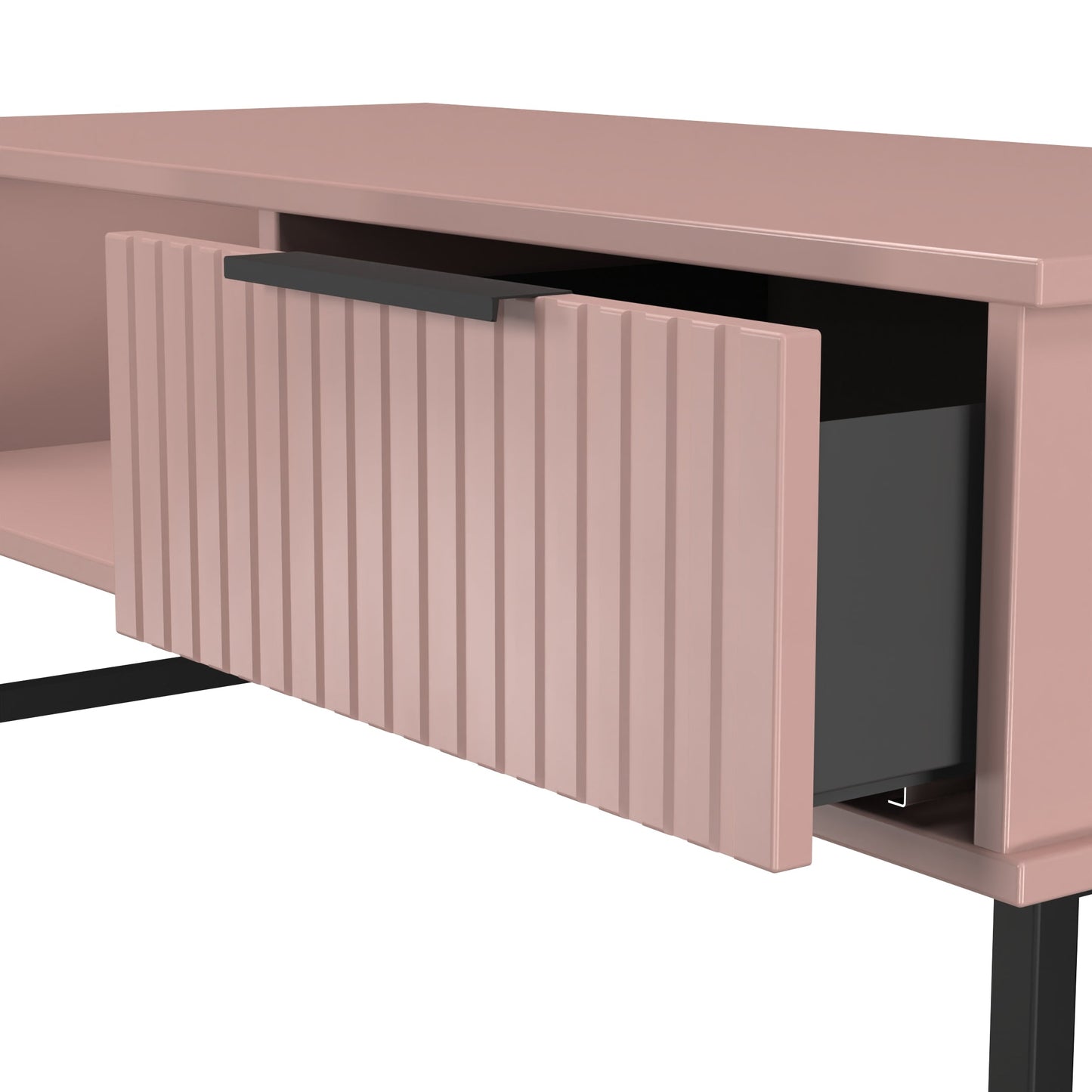 Fluted Coffee Table Pink 1 Shelf 1 Drawer 92cm