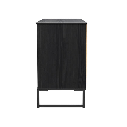 Fluted TV Unit Black 2 Shelves 3 Drawers 97cm