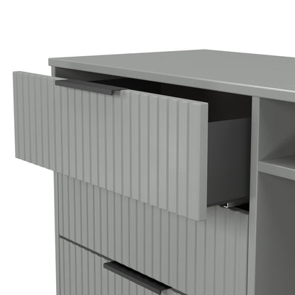 Fluted TV Unit Grey 2 Shelves 3 Drawers 97cm