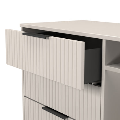 Fluted TV Unit Off-White 2 Shelves 3 Drawers 97cm