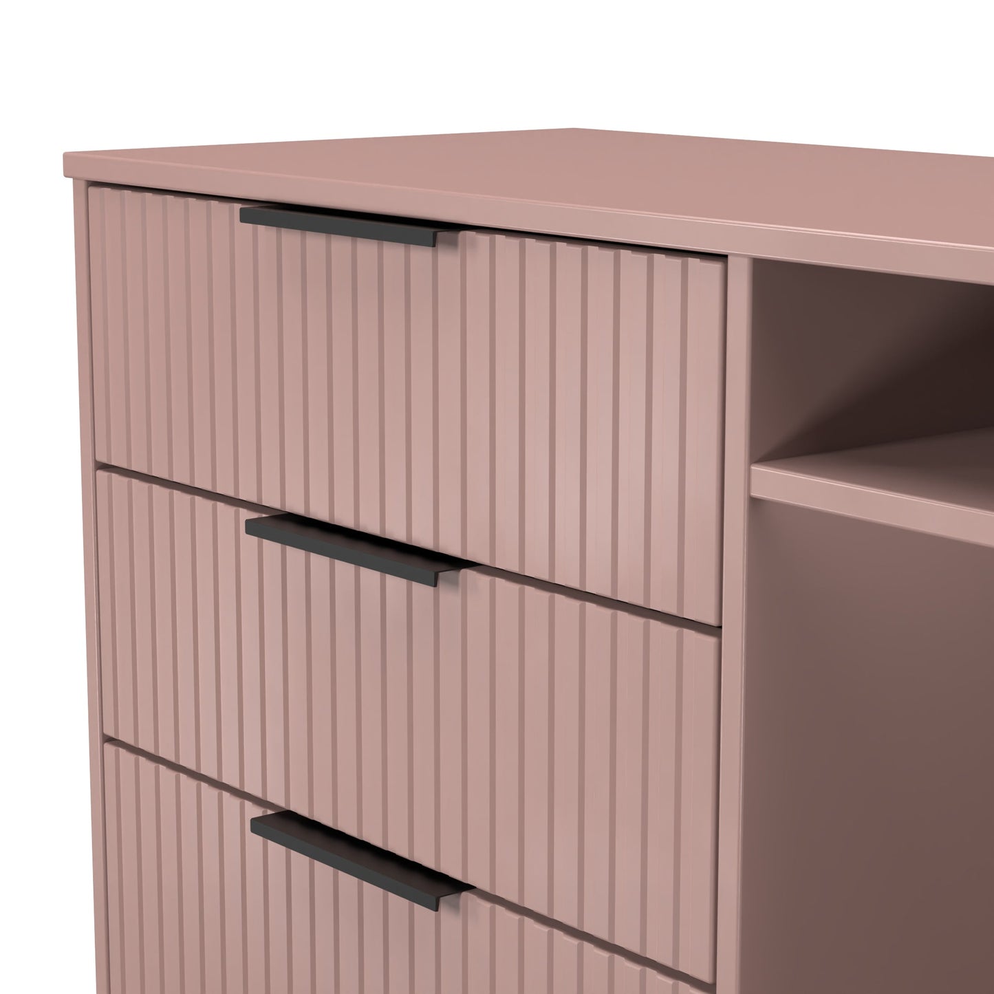 Fluted TV Unit Pink 2 Shelves 3 Drawers 97cm