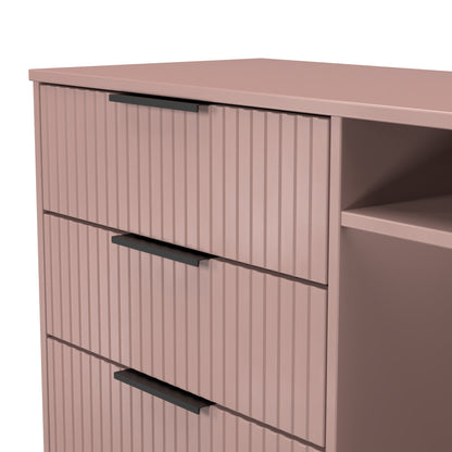 Fluted TV Unit Pink 2 Shelves 3 Drawers 97cm