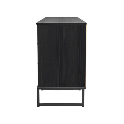 Fluted Large Sideboard Black 2 Shelves 6 Drawers 152cm