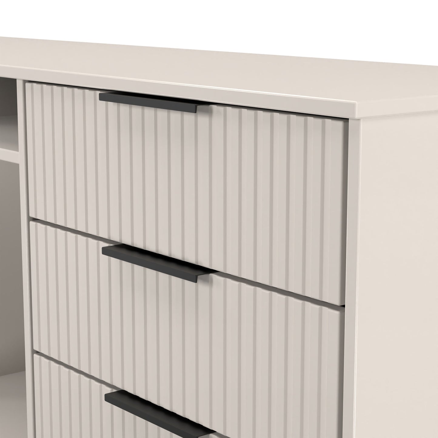 Fluted Large Sideboard Off-White 2 Shelves 6 Drawers 152cm