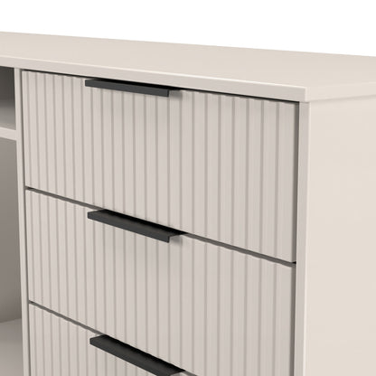 Fluted Large Sideboard Off-White 2 Shelves 6 Drawers 152cm