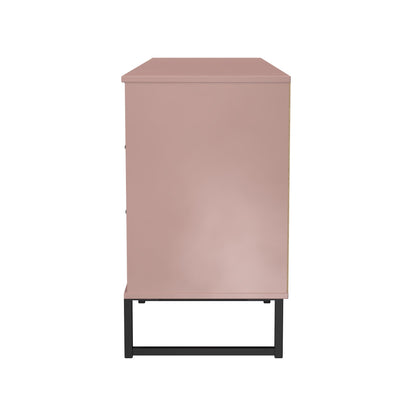 Fluted Large Sideboard Pink 2 Shelves 6 Drawers 152cm