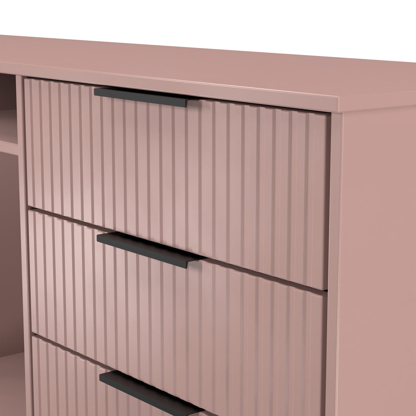 Fluted Large Sideboard Pink 2 Shelves 6 Drawers 152cm