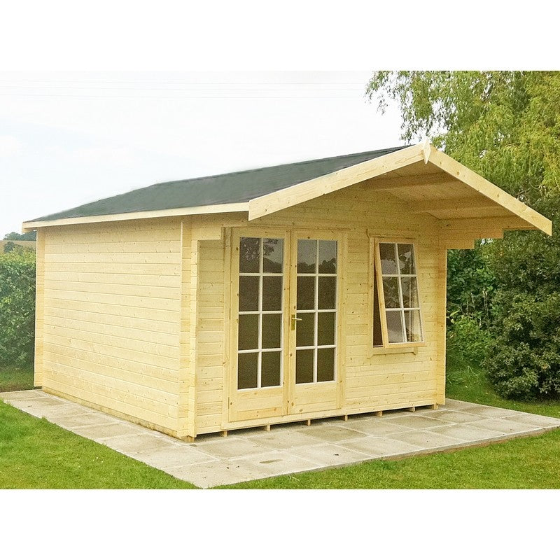 Glenmore 13 8" x 11 9" Apex Log Cabin Premium 28mm Cladding Tongue & Groove
