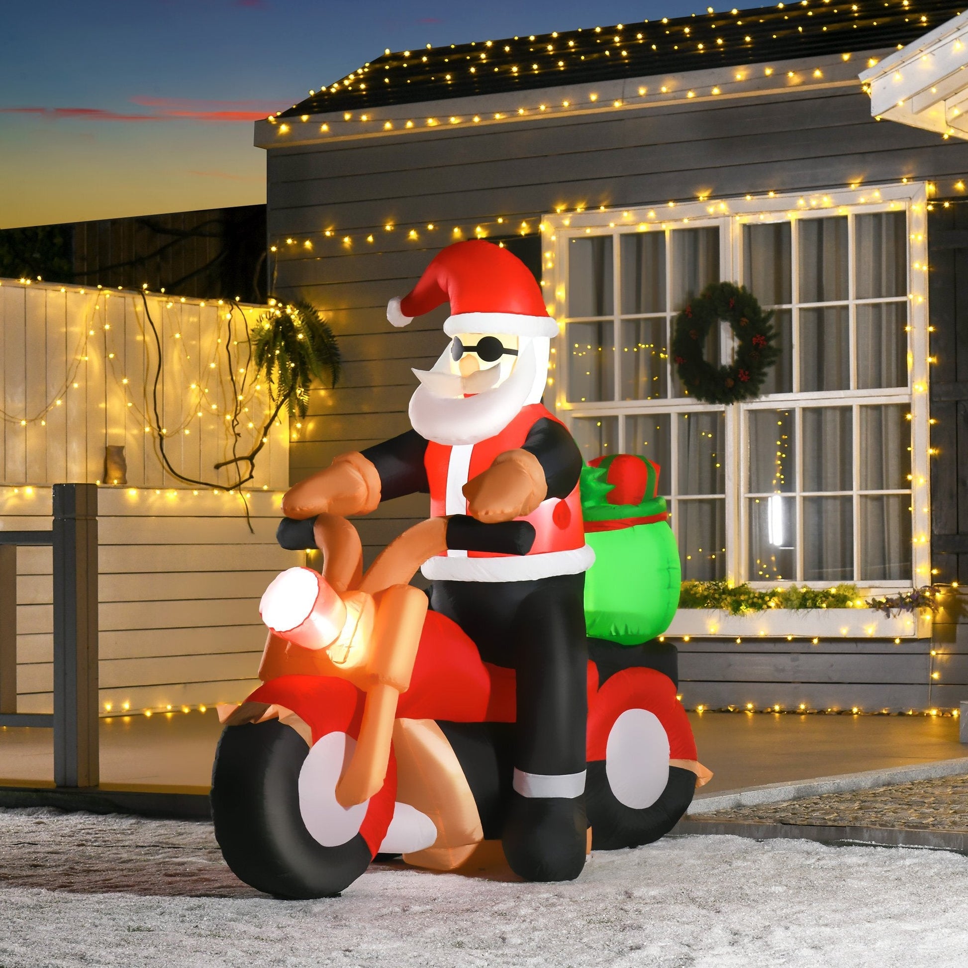 5.5 Foot Christmas Inflatable Santa Claus Riding a Motorcycle Blow Up Decoration Xmas Décor for Garden Primary Image