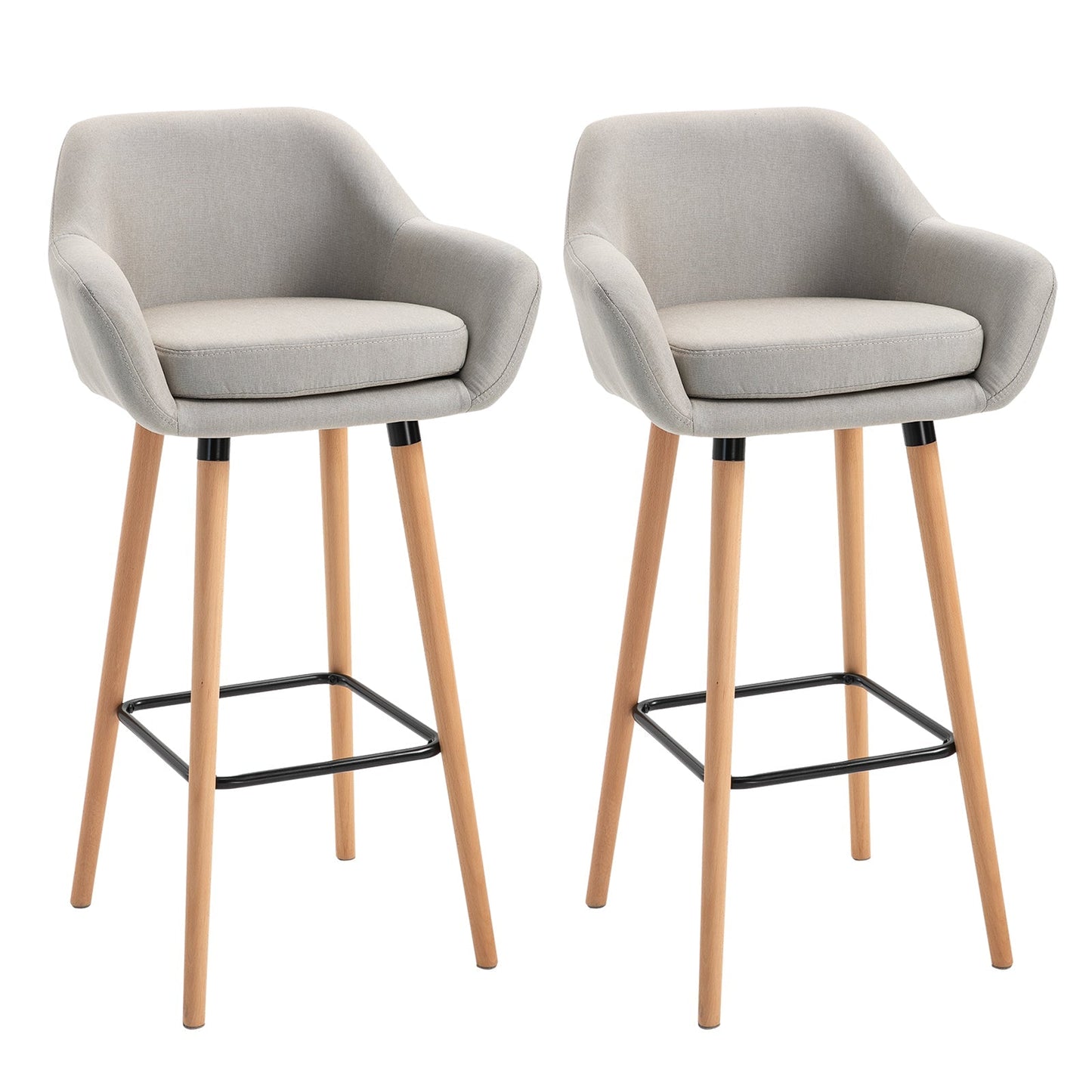 Set of 2 Bar Stools Modern Upholstered Seat Bar Chairs w/ Metal Frame Primary Image