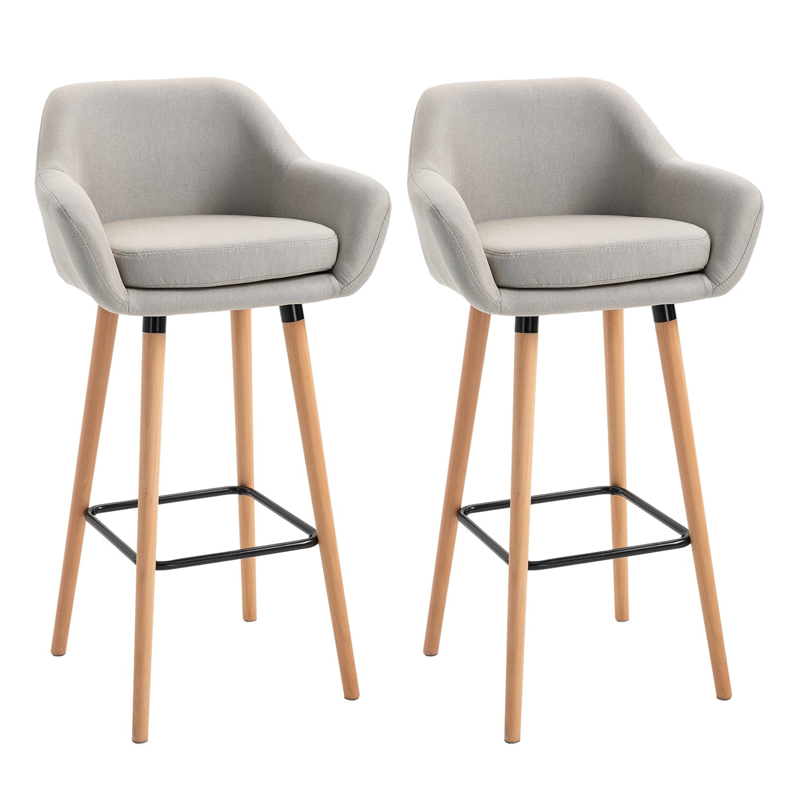 Set of 2 Bar Stools Modern Upholstered Seat Bar Chairs w/ Metal Frame Primary Image