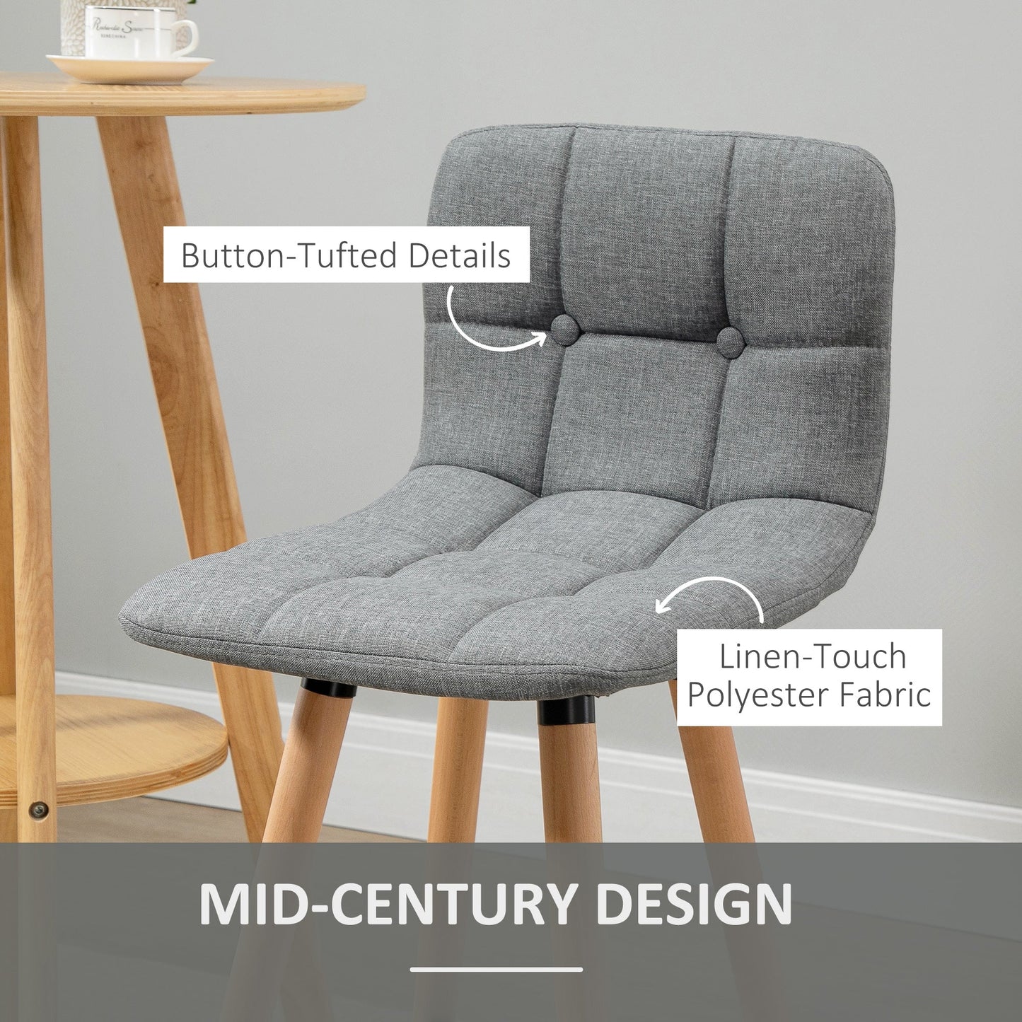 Bar stool Set of 2 Armless Button-Tufted Counter Height Bar Chairs with Wood Legs & Footrest