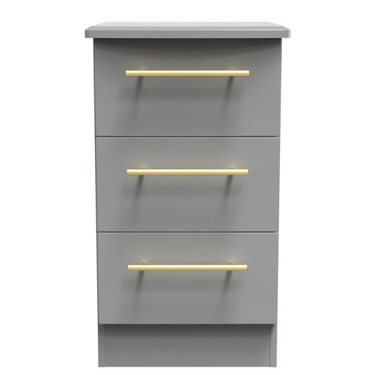 Haworth Bedside Table Grey 3 Drawers 70cm