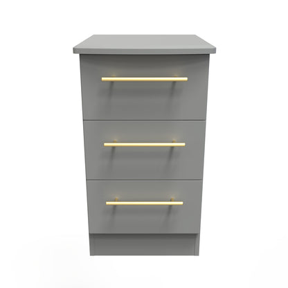 Haworth Bedside Table Grey 3 Drawers 70cm