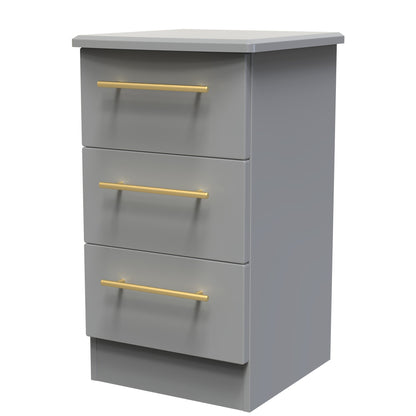 Haworth Bedside Table Grey 3 Drawers 70cm