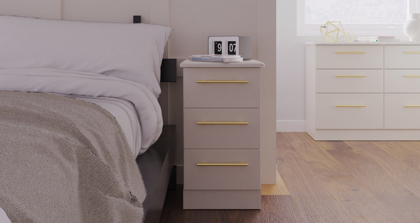 Haworth Bedside Table Off-White 3 Drawers 70cm
