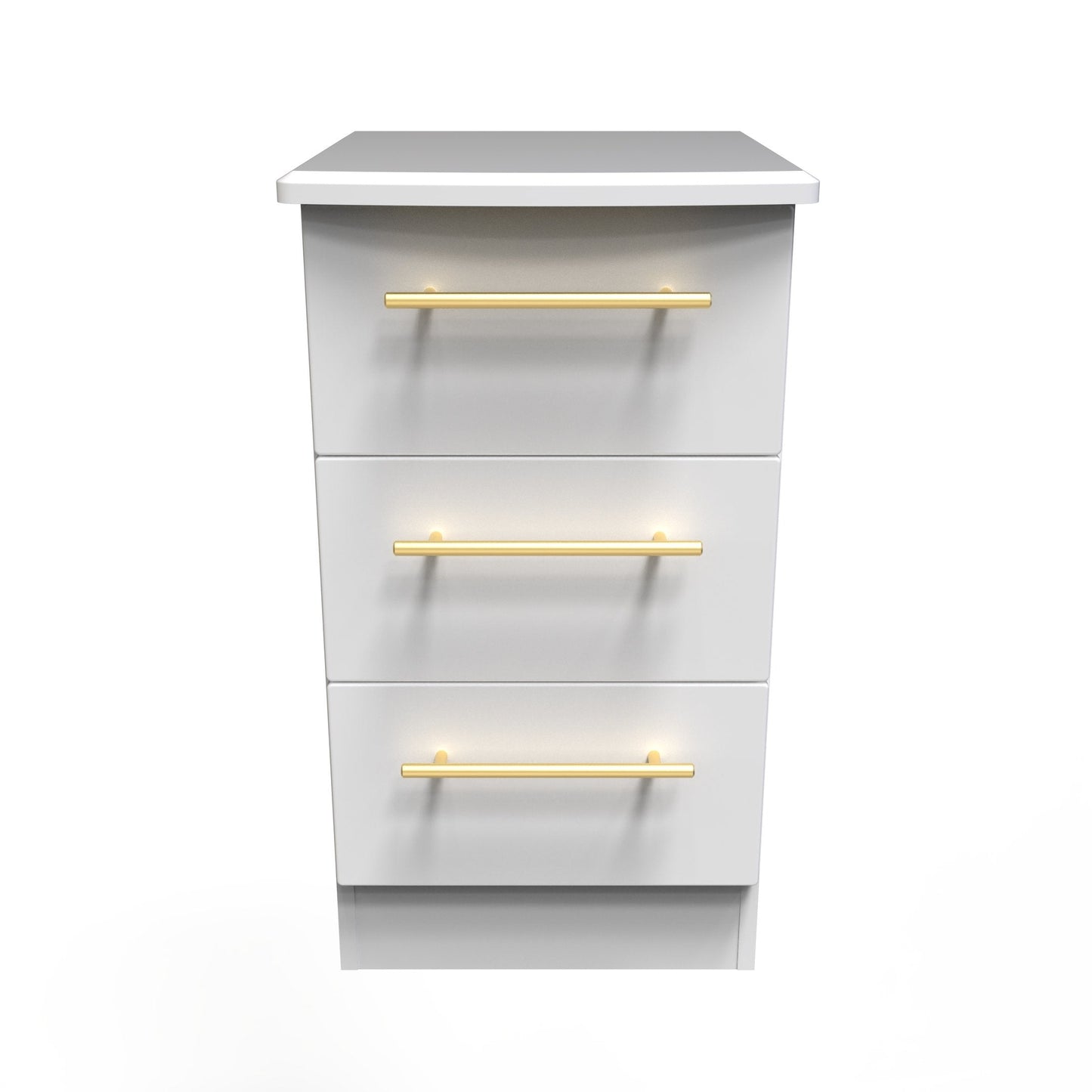 Haworth Bedside Table White 3 Drawers 70cm