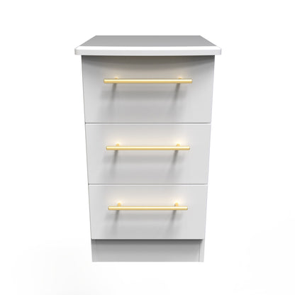 Haworth Bedside Table White 3 Drawers 70cm