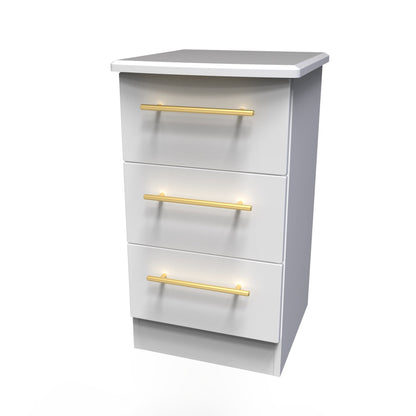 Haworth Bedside Table White 3 Drawers 70cm