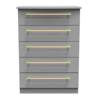 Haworth Tall Chest of Drawers Grey 5 Drawers 108cm
