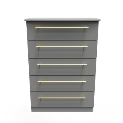 Haworth Tall Chest of Drawers Grey 5 Drawers 108cm