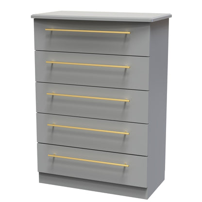 Haworth Tall Chest of Drawers Grey 5 Drawers 108cm