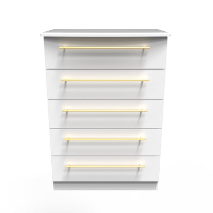 Haworth Tall Chest of Drawers White 5 Drawers 108cm