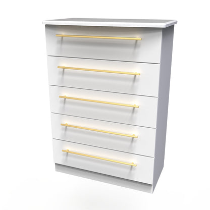 Haworth Tall Chest of Drawers White 5 Drawers 108cm