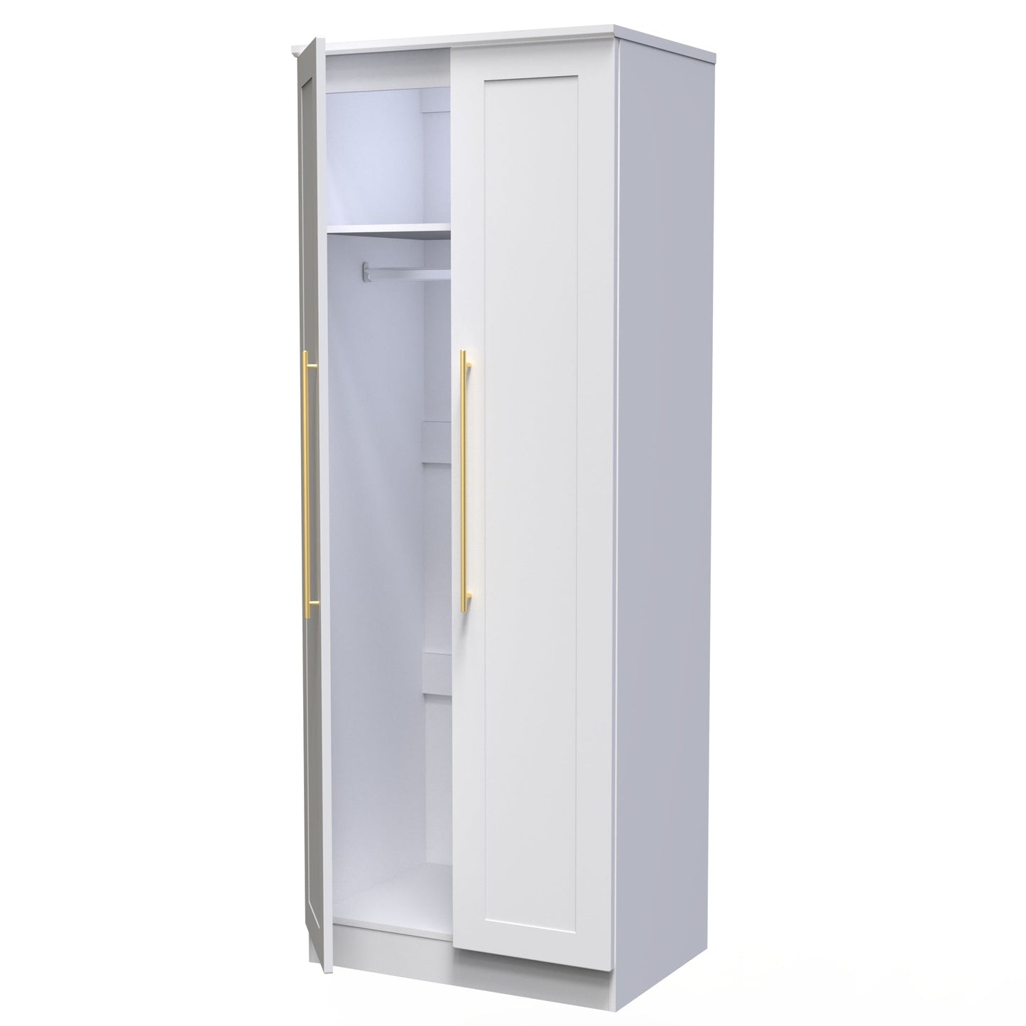 Haworth Tall Wardrobe White 2 Doors 1 Shelf 196cm