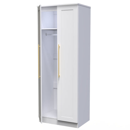 Haworth Tall Wardrobe White 2 Doors 1 Shelf 196cm