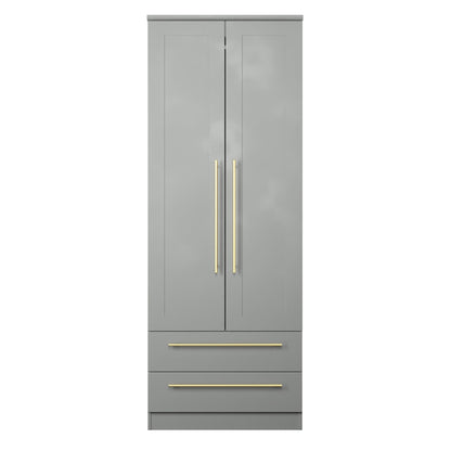 Haworth Tall Wardrobe Grey 2 Doors 2 Drawers 196cm