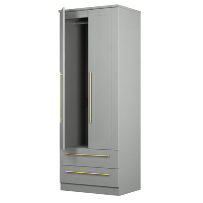 Haworth Tall Wardrobe Grey 2 Doors 2 Drawers 196cm
