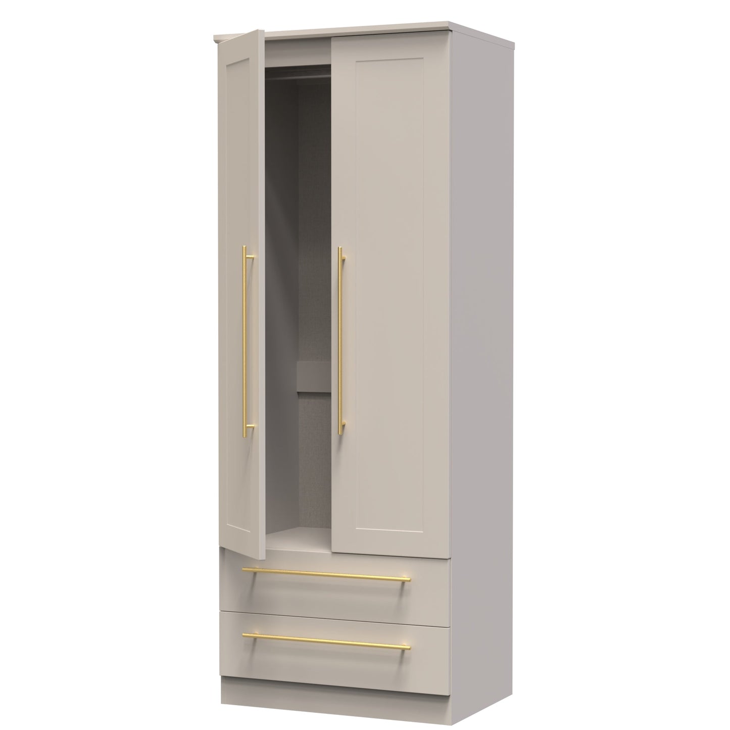 Haworth Tall Wardrobe Off-White 2 Doors 2 Drawers 196cm