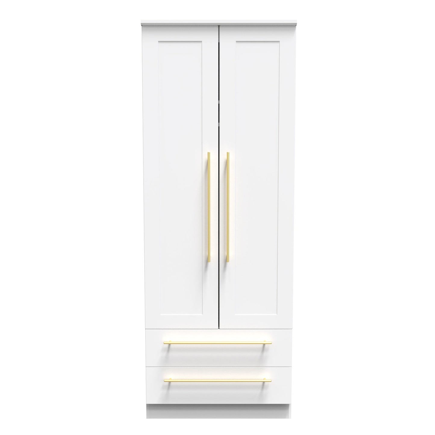 Haworth Tall Wardrobe White 2 Doors 2 Drawers 196cm