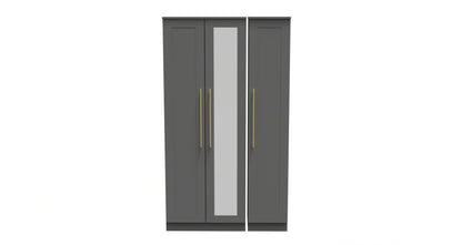 Haworth Tall Mirror Wardrobe Grey 1 Shelf 196cm