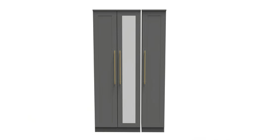 Haworth Tall Mirror Wardrobe Grey 1 Shelf 196cm