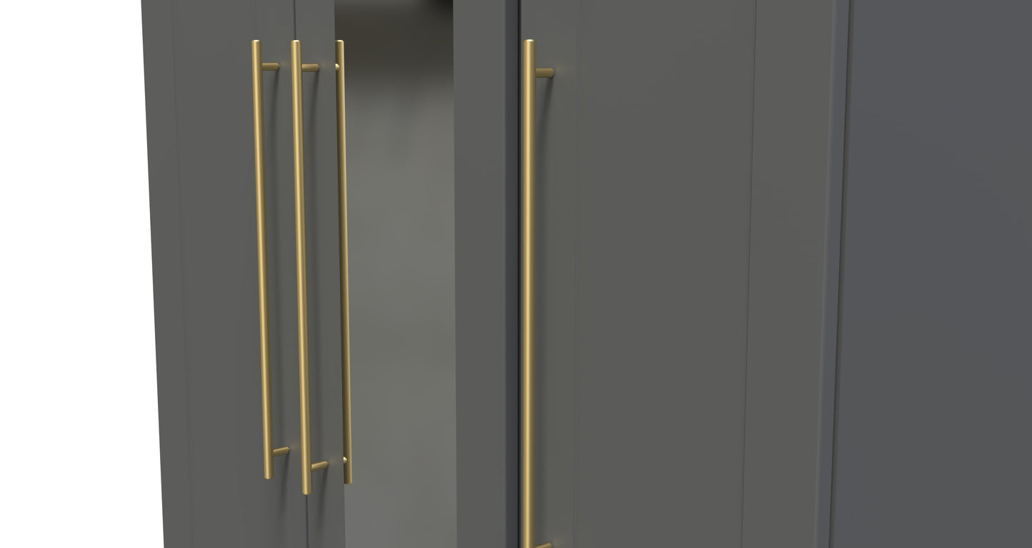 Haworth Tall Mirror Wardrobe Grey 1 Shelf 196cm