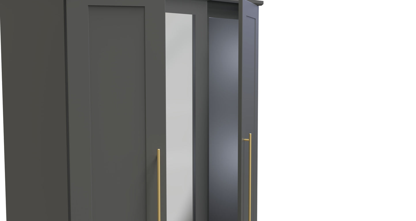 Haworth Tall Mirror Wardrobe Grey 1 Shelf 196cm