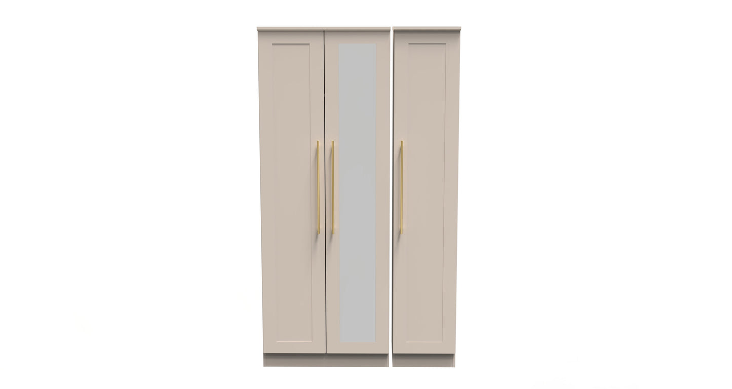 Haworth Tall Mirror Wardrobe Off-White 1 Shelf 196cm
