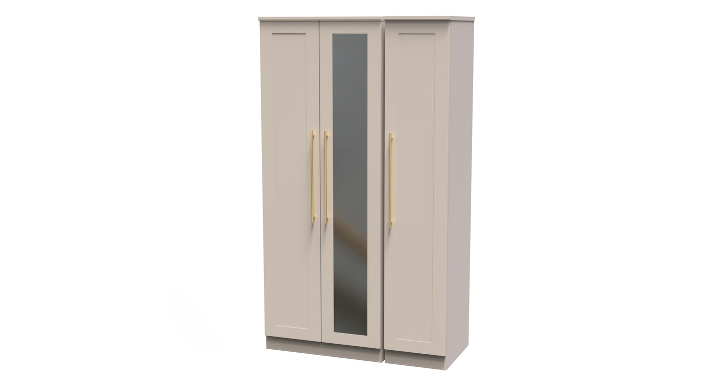 Haworth Tall Mirror Wardrobe Off-White 1 Shelf 196cm