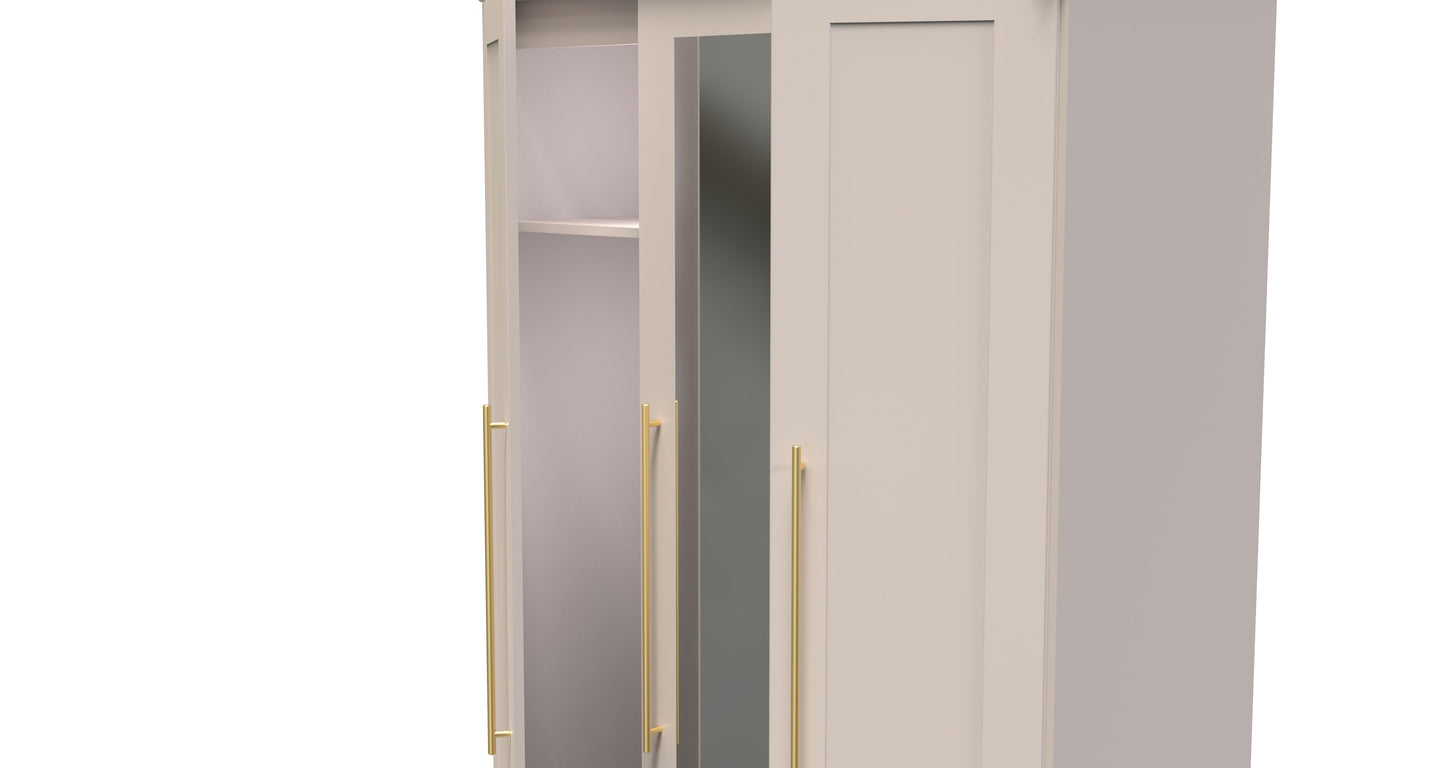Haworth Tall Mirror Wardrobe Off-White 1 Shelf 196cm