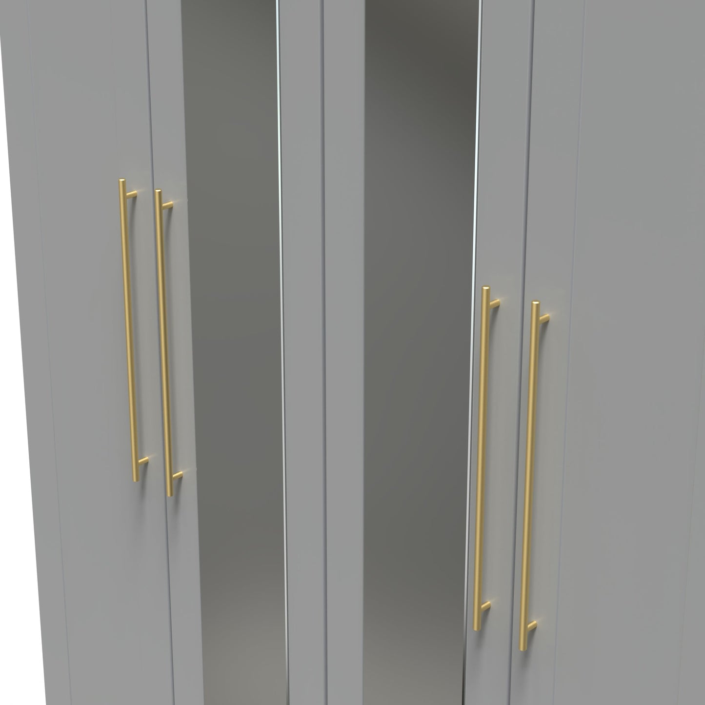 Haworth Tall Mirror Wardrobe Grey 4 Doors 1 Shelf 196cm