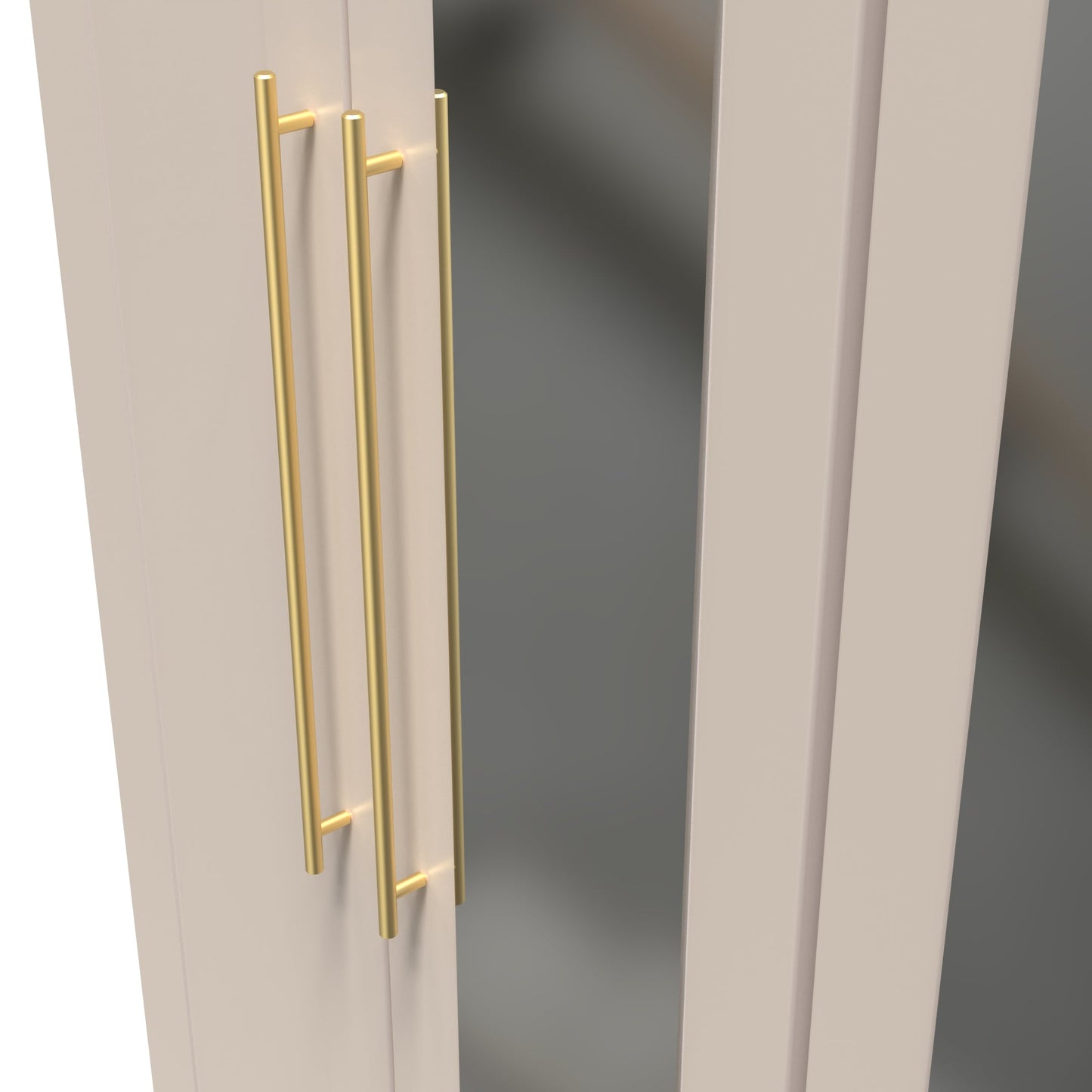 Haworth Tall Mirror Wardrobe Off-White 4 Doors 1 Shelf 196cm